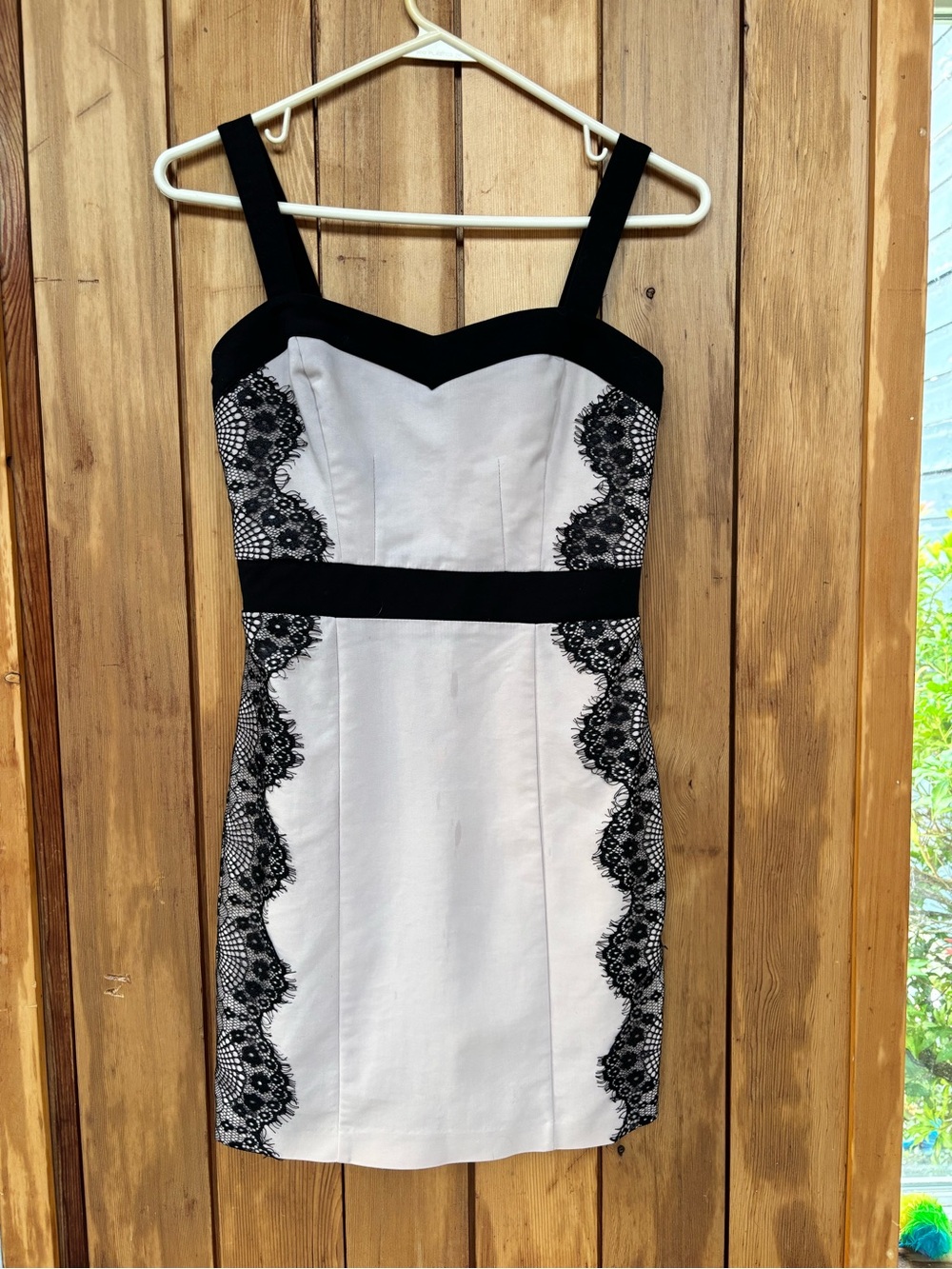 Dynamite Colorblock Lace Panel Mini Dress Size XS Grey Black Bodycon